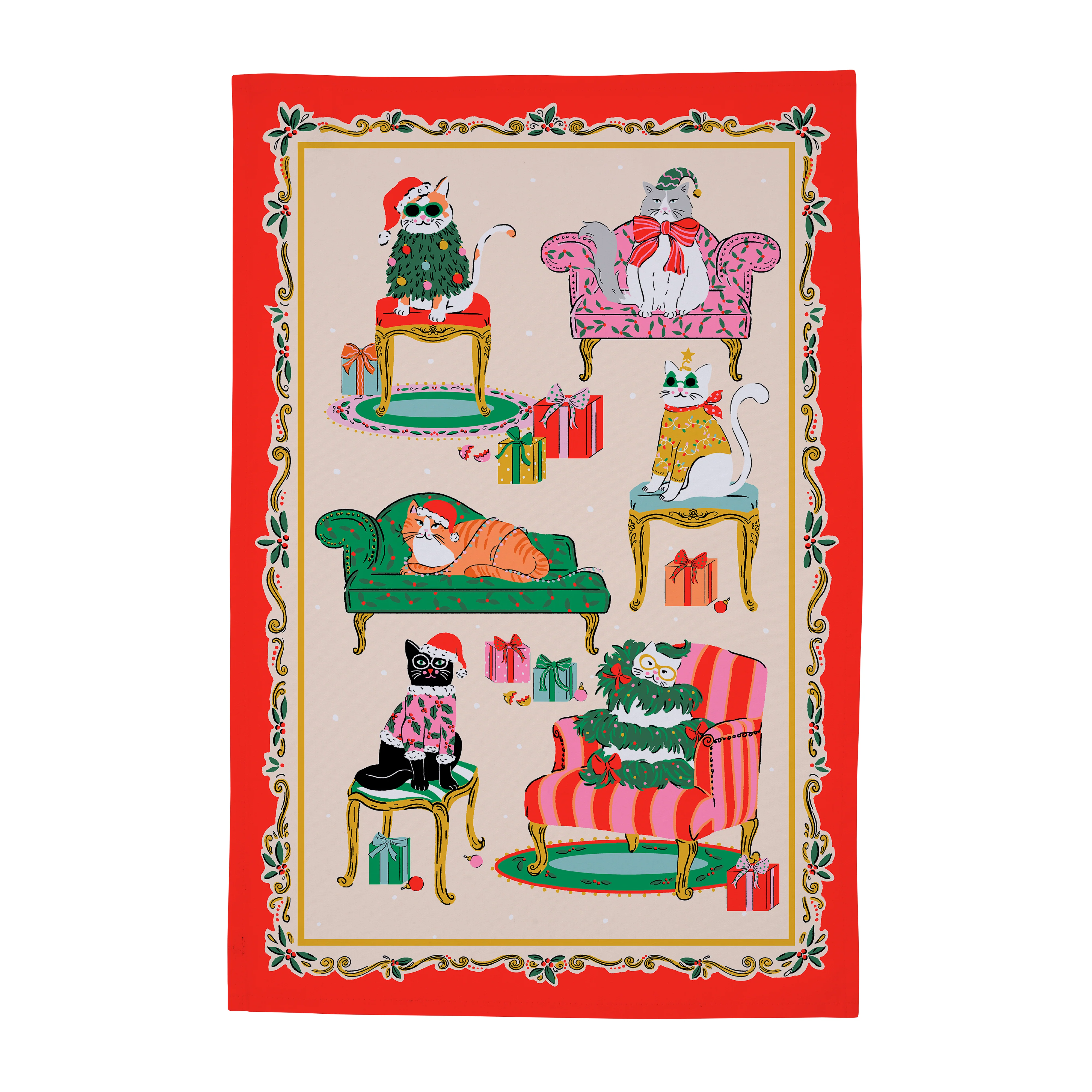 Christmas Cool Cats Tea Towel - Image 2