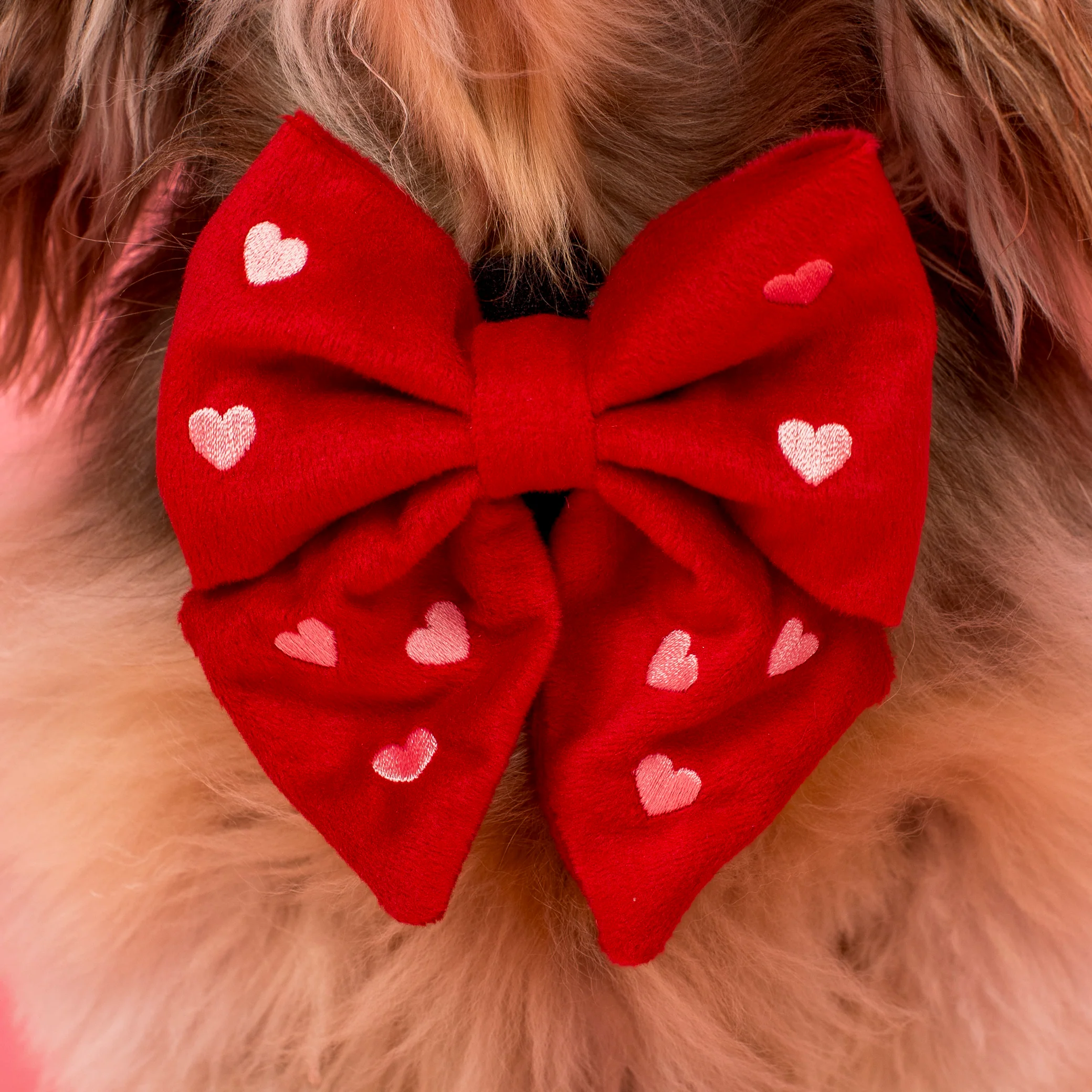 Heart: Velvet Sailor Bow - Red & Pink - Image 2
