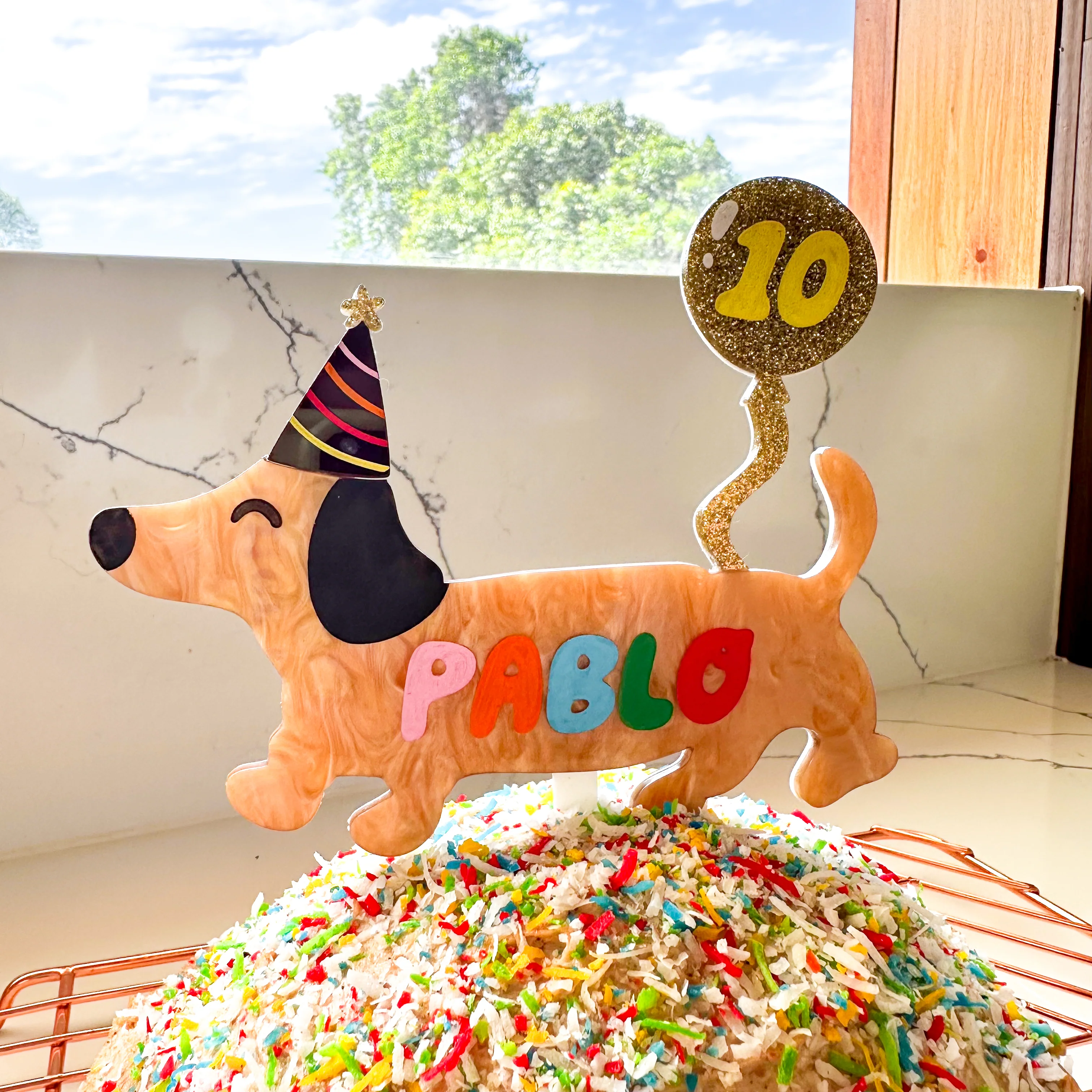 Personalised Dachshund Pawty Cake Topper