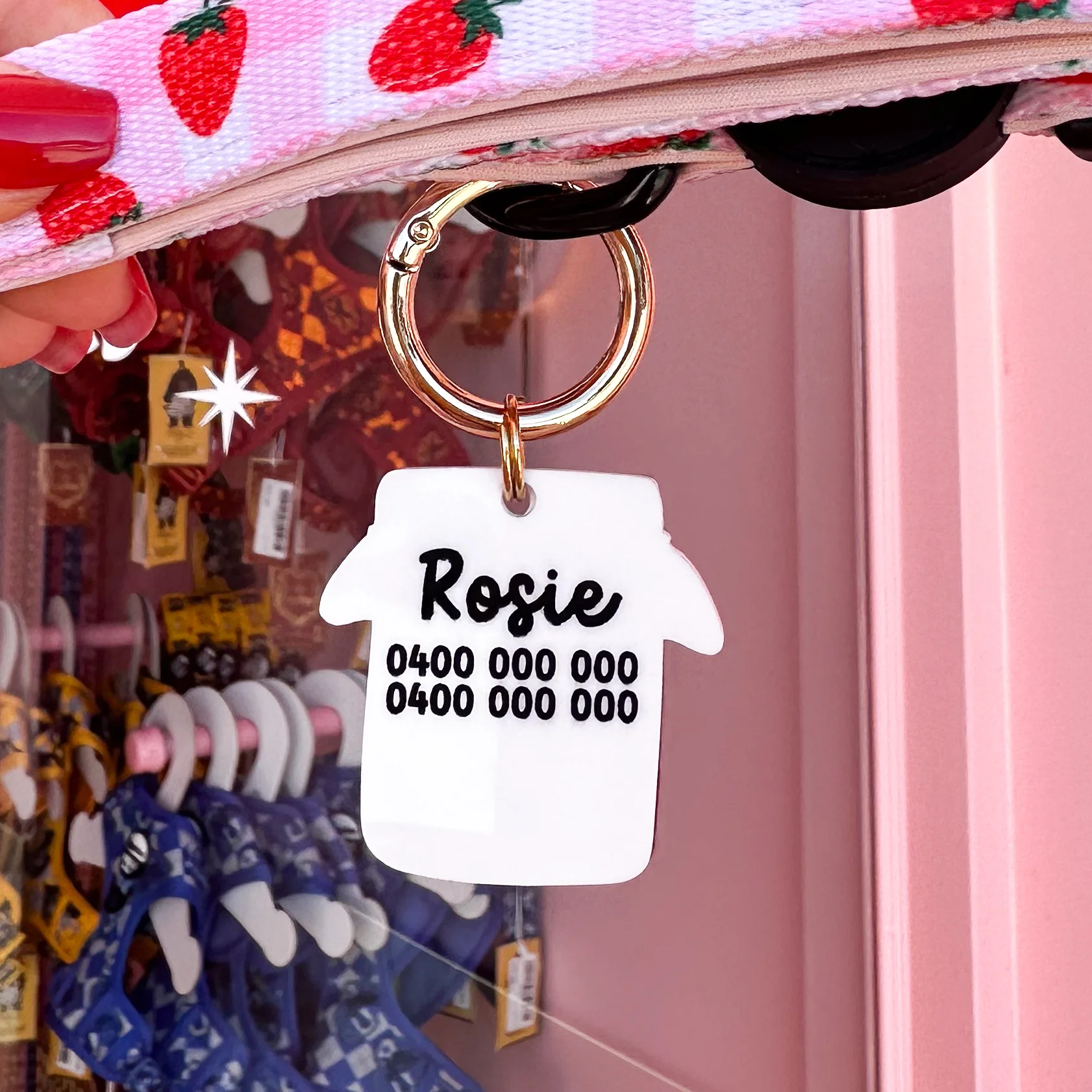 Personalised Pet ID Tag: Strawberry Jam - Image 4