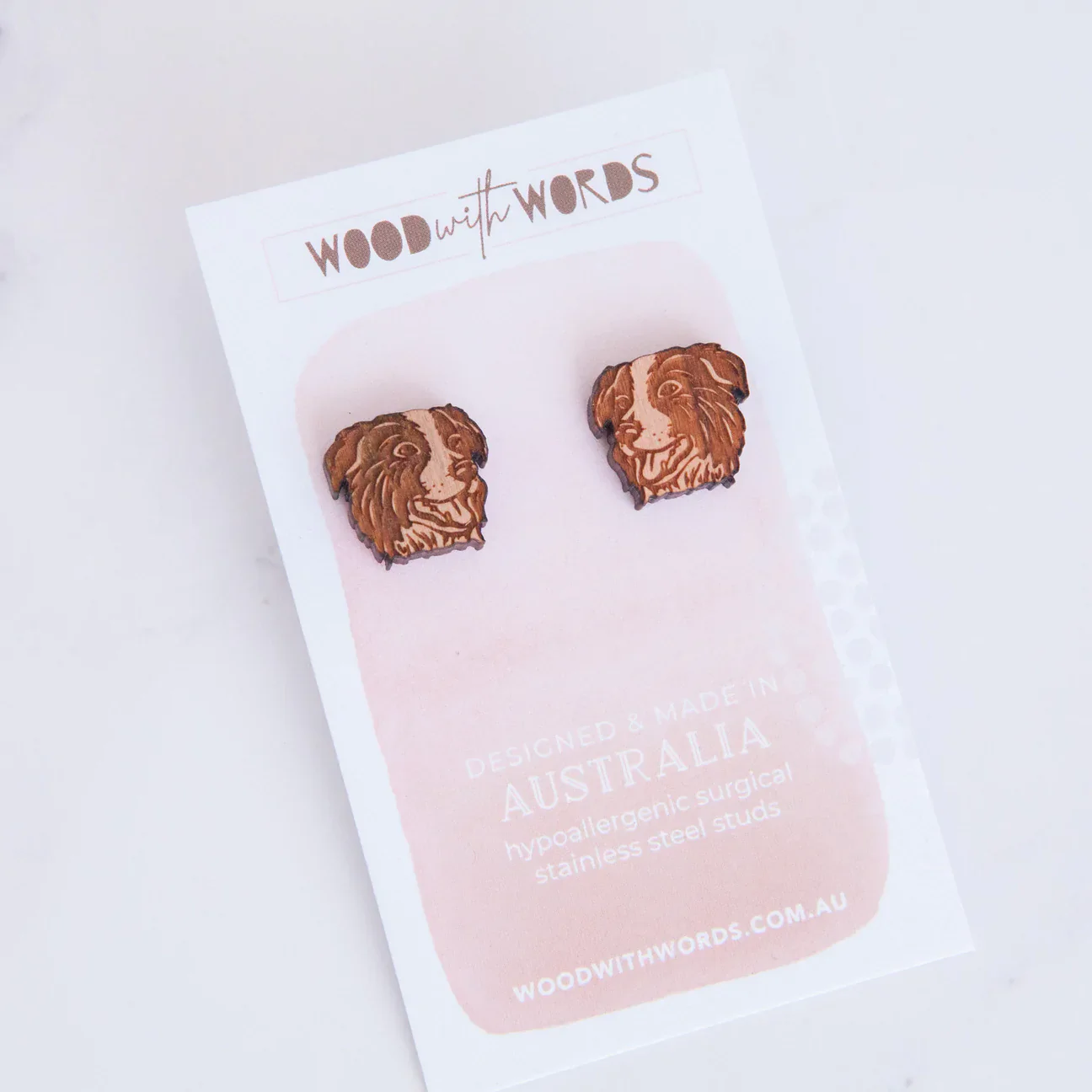Wooden Earrings: Border Collie