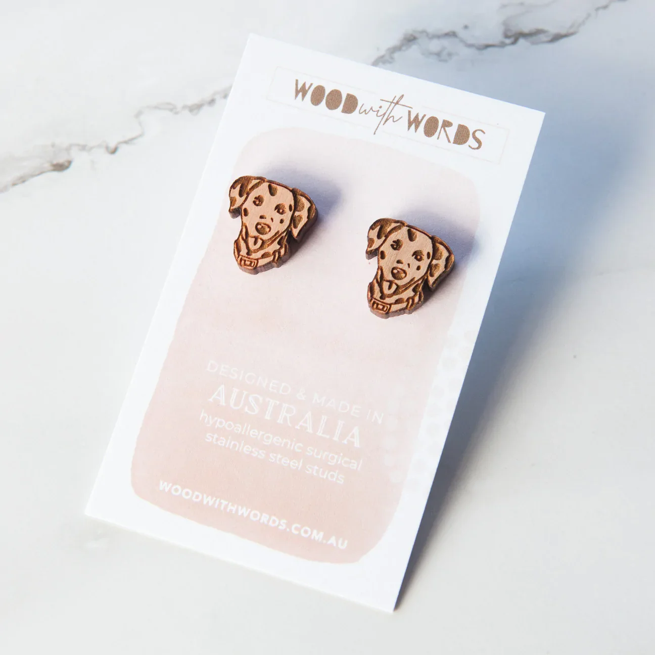 Wooden Earrings: Dalmatian